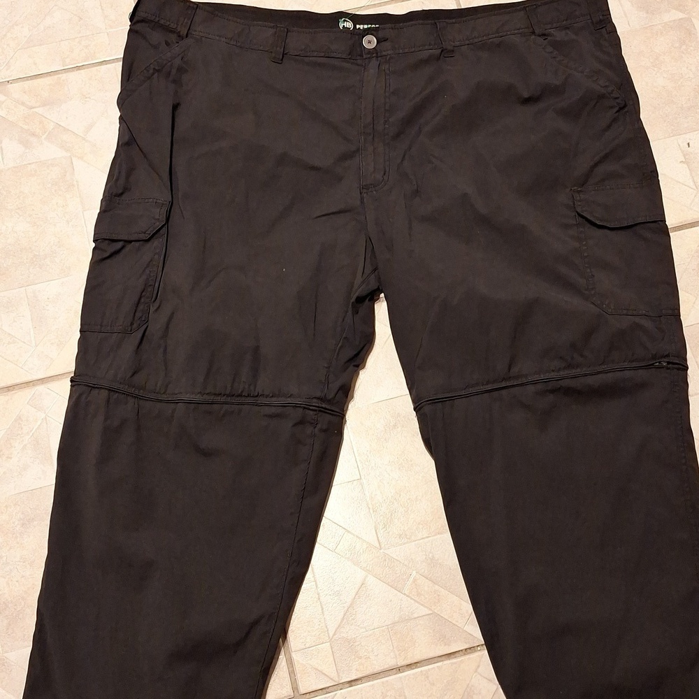 F mens HB solid black loose fit cargo 2 in 1 pants size 54/30